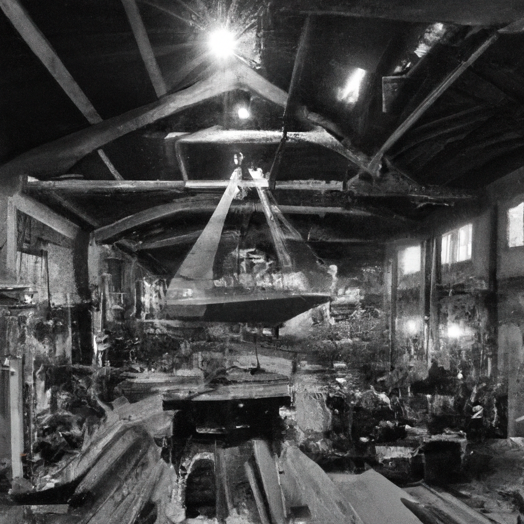 Storico cantiere a Genova, bianco e nero, primi lavori di riparazione barche